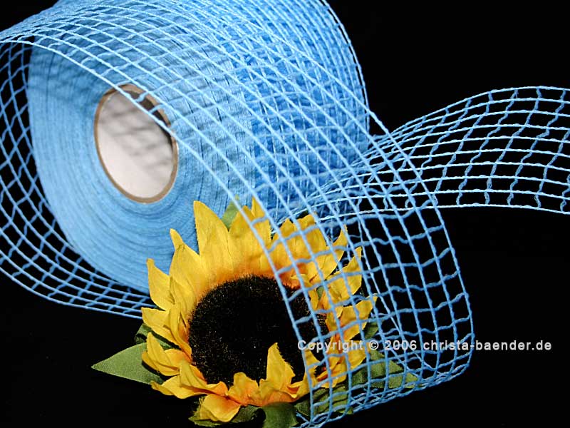 Gitterband Grobgitter Hellblau ohne Draht 65mm