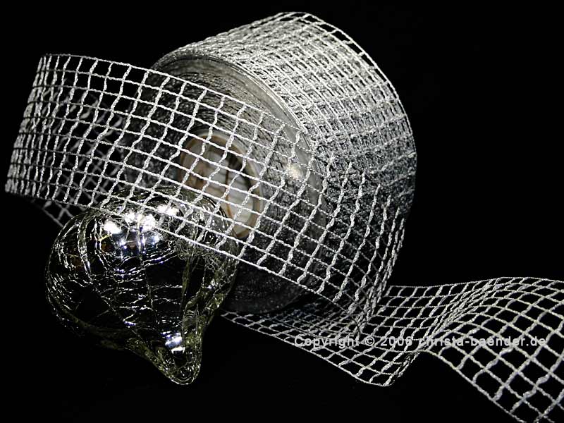 Gitterband Grobgitter Silber ohne Draht 65mm