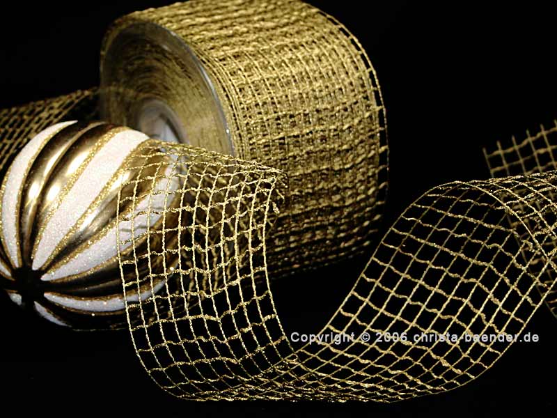 Gitterband Grobgitter Gold ohne Draht 65mm
