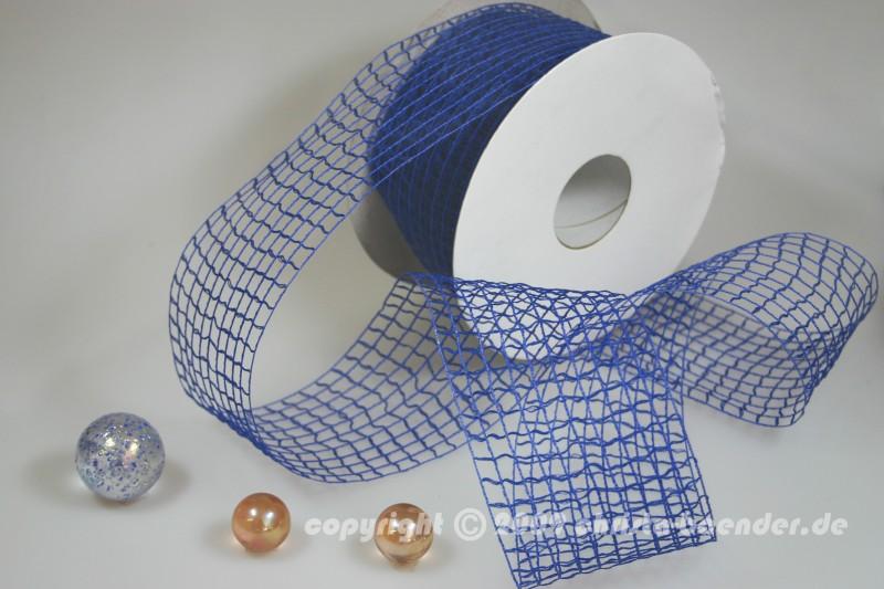 Gitterband Grobgitter Dunkelblau ohne Draht 65mm