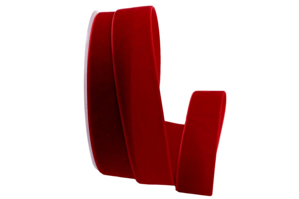 Samtband 25mm rot dunkel ohne Draht