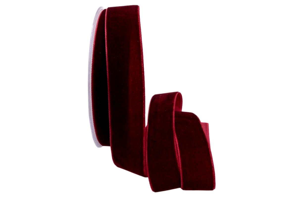 Samtband 25mm bordeaux ohne Draht
