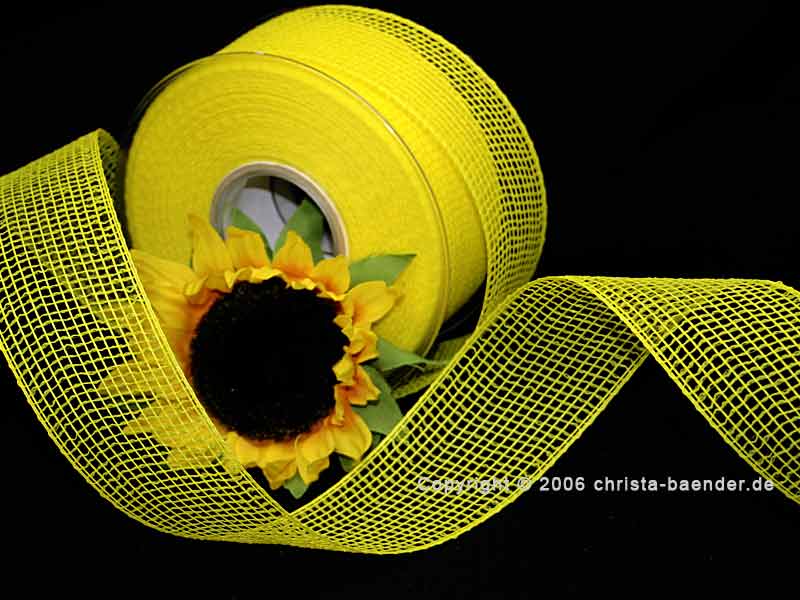 Gitterband Feingitter Gelb ohne Draht 50mm