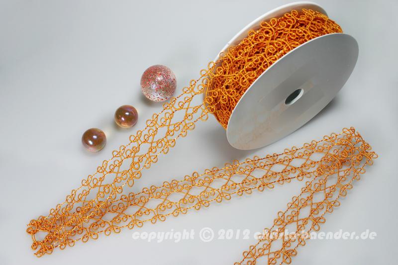 Gitterband Tremosine Orange mit Draht 30mm