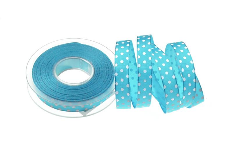 Motivband Punkteband Türkis  mit Draht 15mm