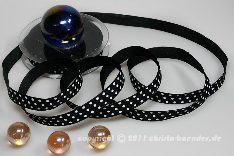 Motivband Punkteband Schwarz Weiß mit Draht 15mm
