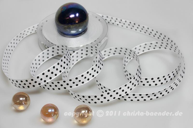 Motivband Punkteband Weiß Schwarz mit Draht 15mm