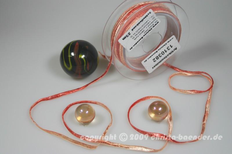 Bändchen Samtbändchen Multicolor Apricot ohne Draht 6mm