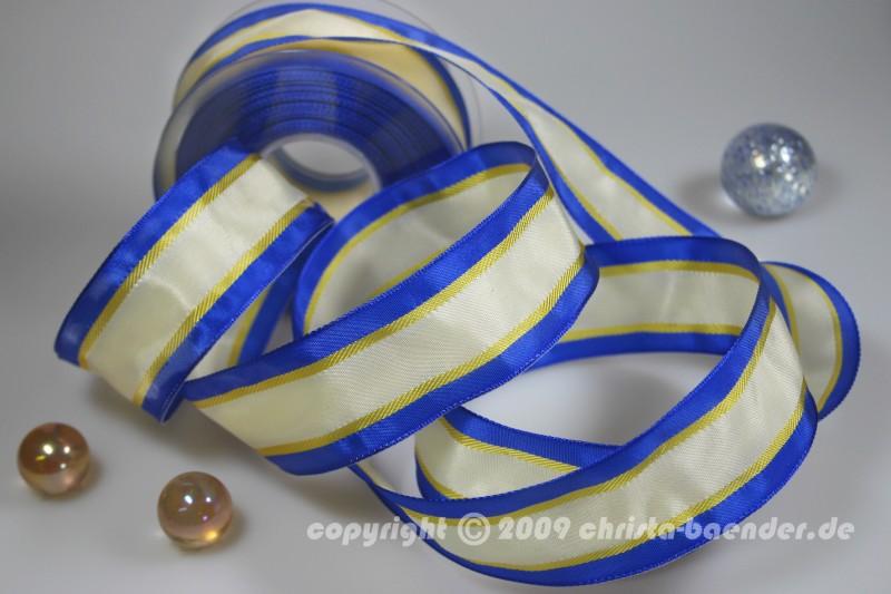 Streifenband Rain Blau mit Draht 40mm