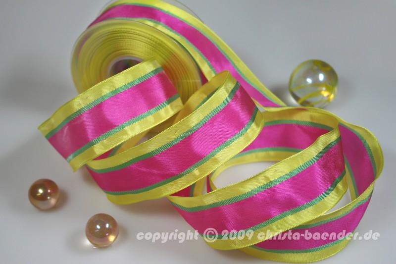 Streifenband Rain Gelb mit Draht 40mm