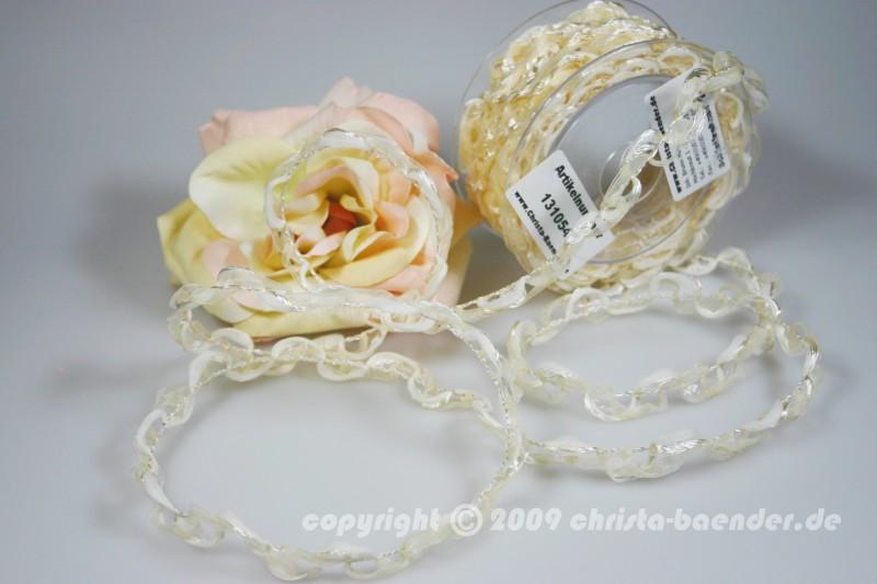 Bändchen Bänderwelle Creme ohne Draht 20mm