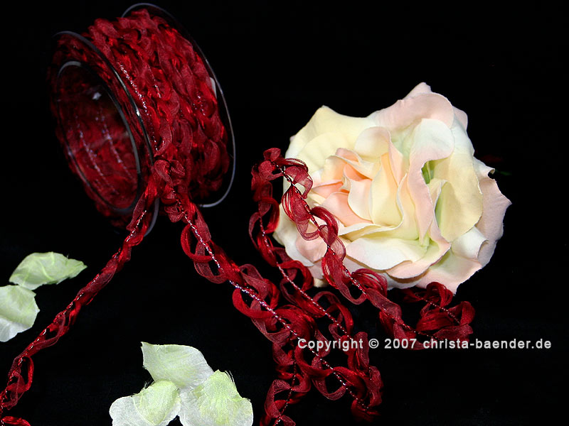 Bänderwelle Bordeaux mit Draht 20mm