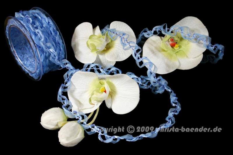 Bänderwelle Himmelblau mit Draht 20mm