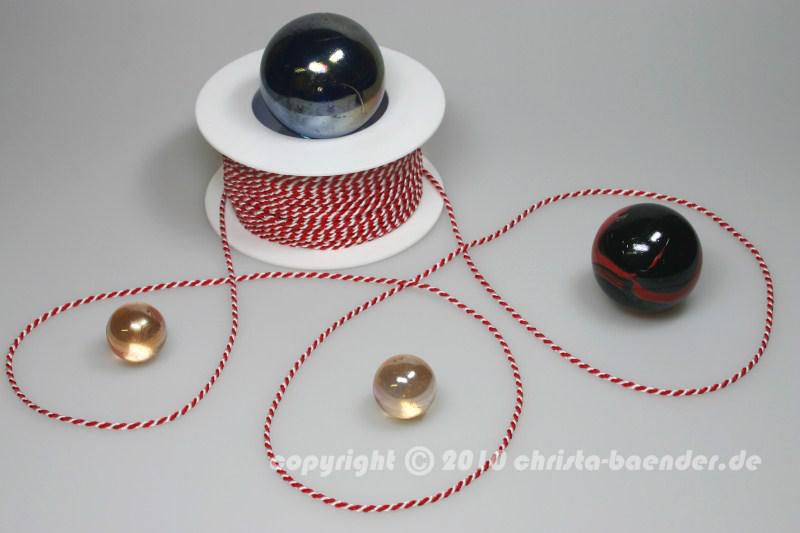 Kordel Rot Weiß ohne Draht 2mm