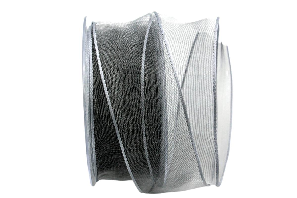 Organzaband grau 40mm mit Draht