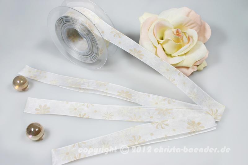 Blumenband Garden of Flower Weiß mit Draht 25mm