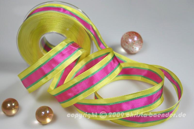 Streifenband Rain Hellgelb mit Draht 25mm