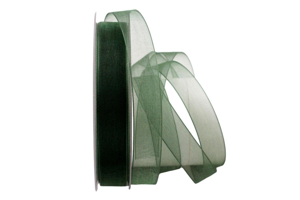 Organzaband Luminoso dunkelgrün 15mm ohne Draht