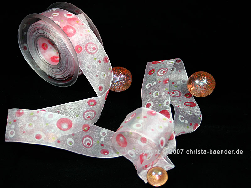 Organzaband Retro Rosa mit Draht 40mm