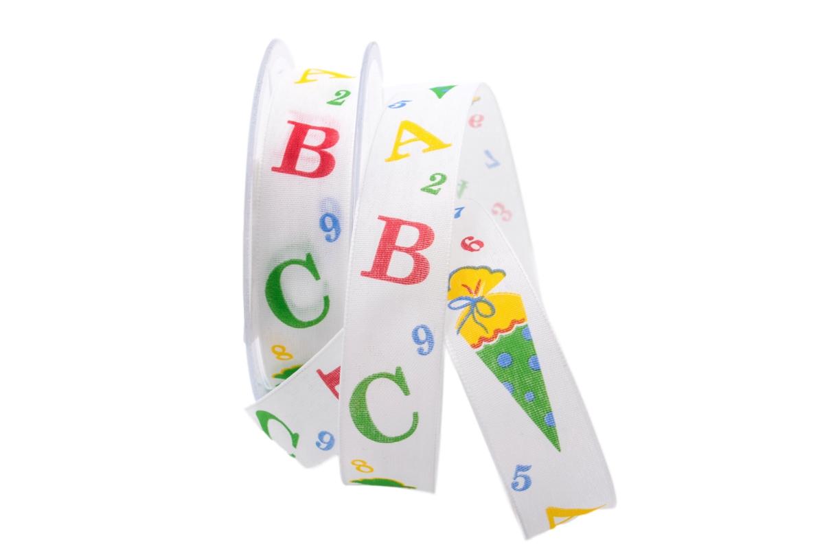 Motivband Schulbeginn grün 25mm mit Draht