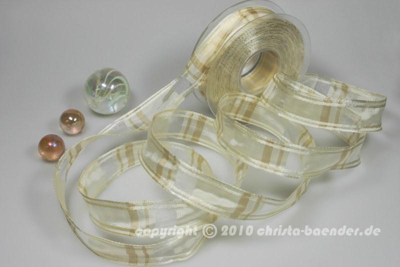 Karoband Spring of Sky Creme mit Draht 25mm