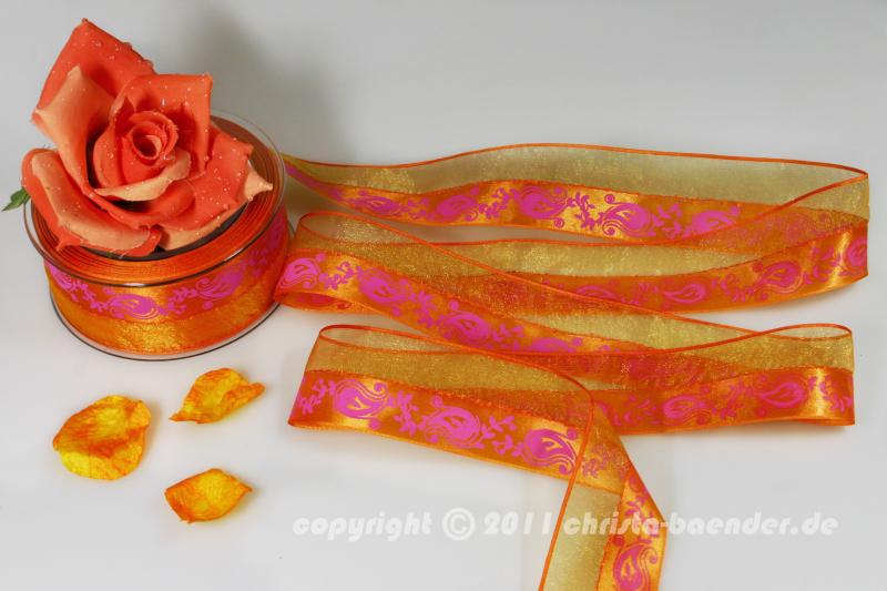 Motivband Spirit of Magic Orange ohne Draht 40mm