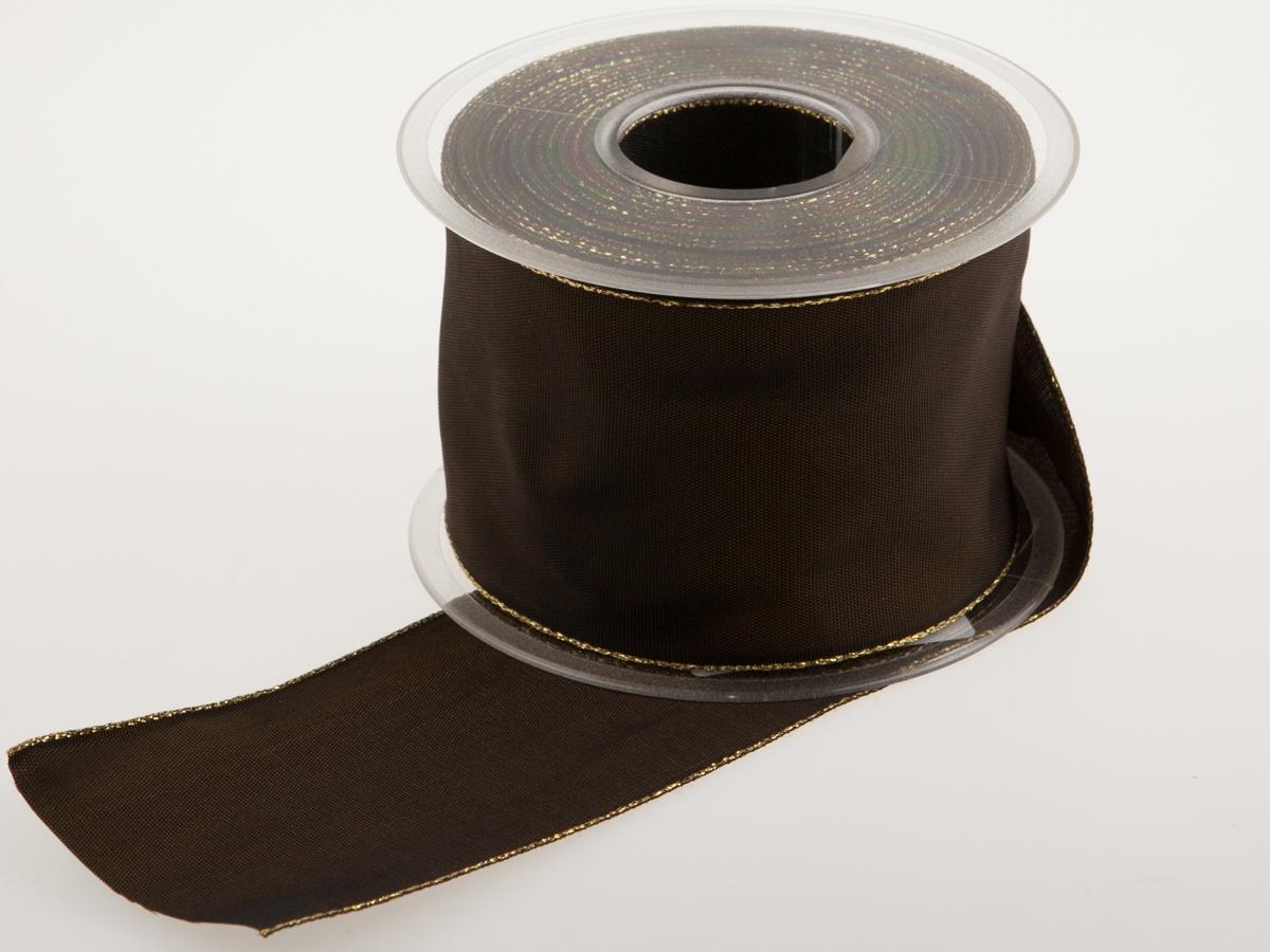 Uniband Goldkante Braun mit Draht 70mm