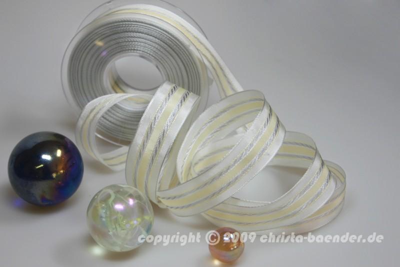 Streifenband Rimini Creme mit Draht 25mm