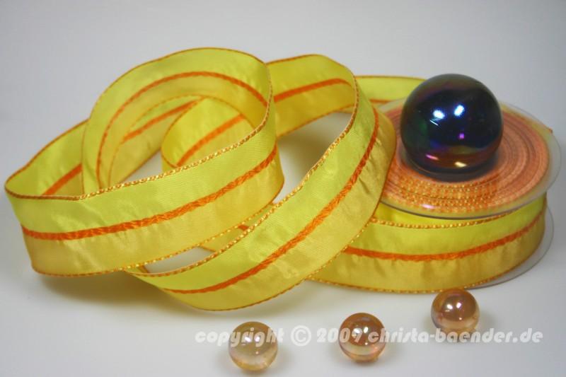 Streifenband Ravenna Gelb mit Draht 40mm