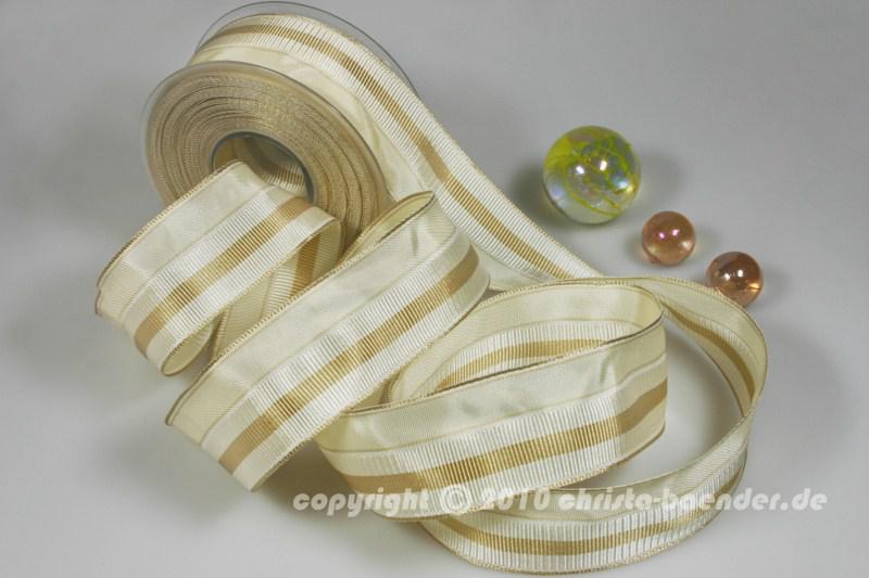 Streifenband Michigan Creme mit Draht 40mm