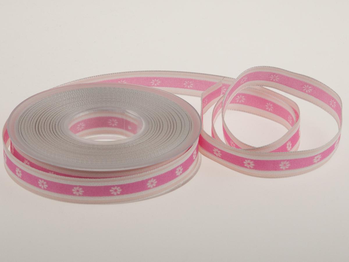 Motivband Blume Rosa mit Draht 15 mm