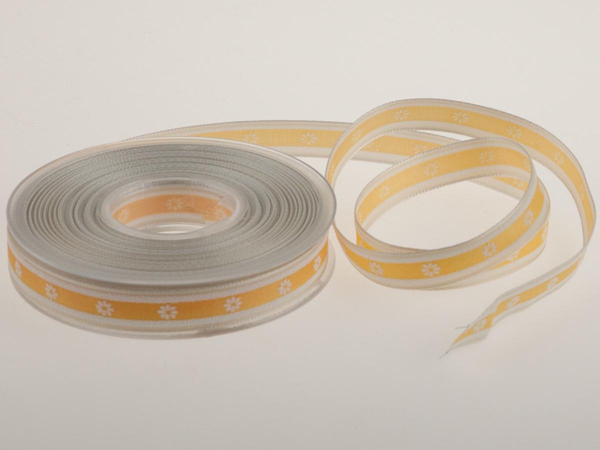 Motivband Blume Orange mit Draht 15 mm