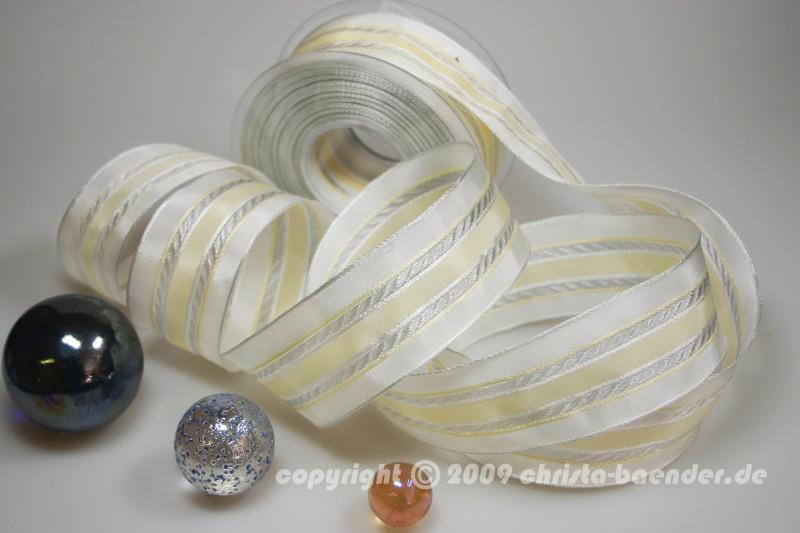 Streifenband Rimini Creme mit Draht 40mm