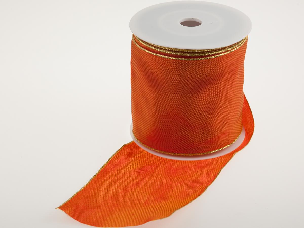 Uniband Goldkante Orange mit Draht 100mm