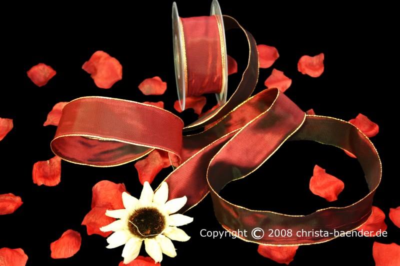 Uniband Goldkante Taipeh Bordeaux mit Draht 40mm