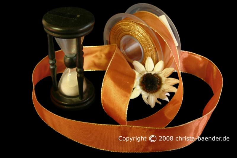 Uniband Goldkante Taipeh Cognac mit Draht 40mm