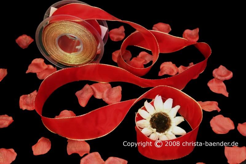 Uniband Goldkante Taipeh Karminrot mit Draht 40mm