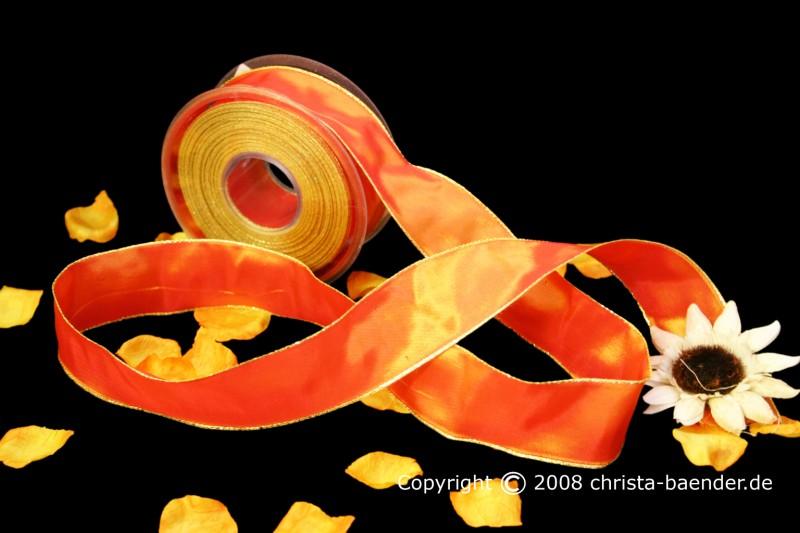 Uniband Goldkante Taipeh Weihnachtsorange mit Draht 40mm