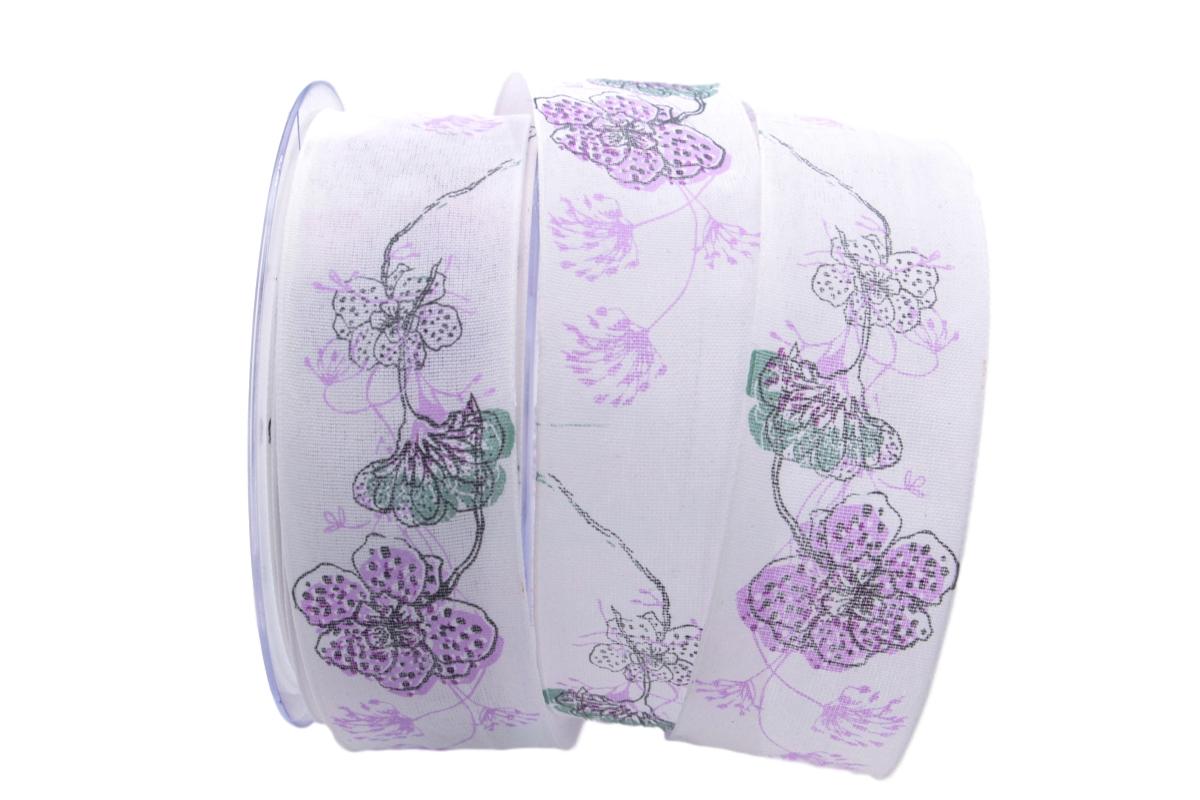 Blumenband Mainau flieder 40mm mit Angelschnur