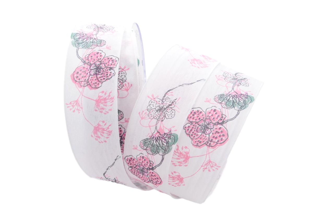 Blumenband Mainau rosa 40mm mit Angelschnur