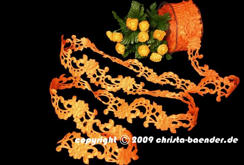 Blumenband Mona Lisa Orange ohne Draht 45mm