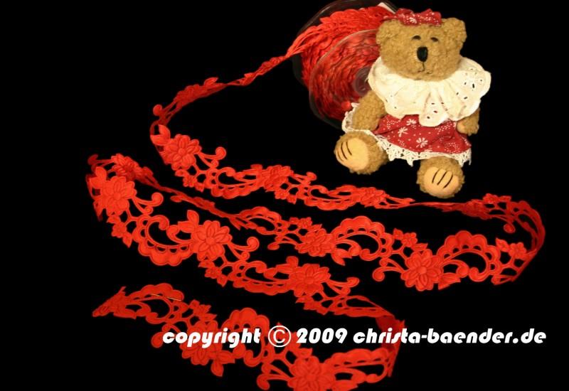 Blumenband Mona Lisa Rot ohne Draht 45mm