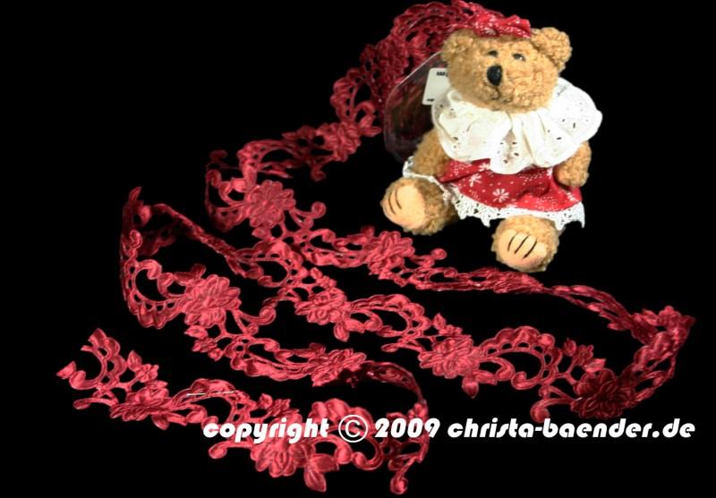 Blumenband Mona Lisa Bordeaux ohne Draht 45mm