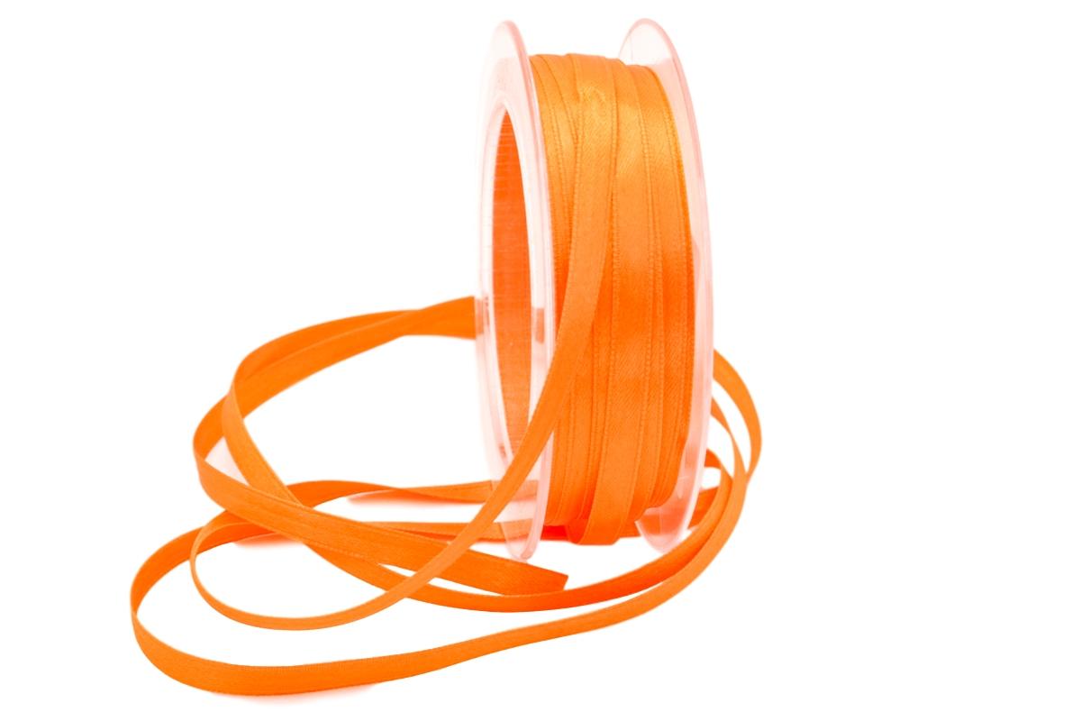 Satinbändchen orange hell 6mm ohne Draht