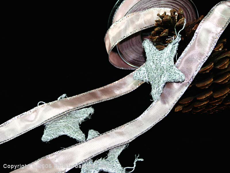 Weihnachts-Schleifenband Rosa mit Draht 25mm