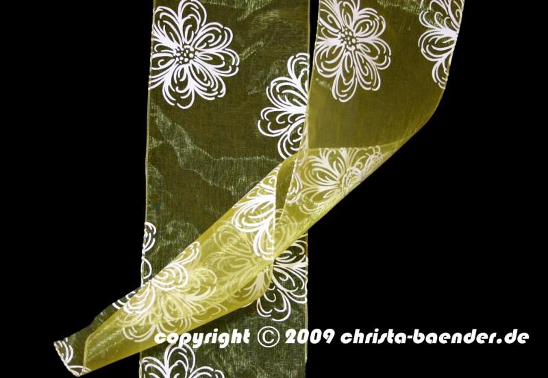 Organzaband Springflowers Gelb mit Draht 150mm