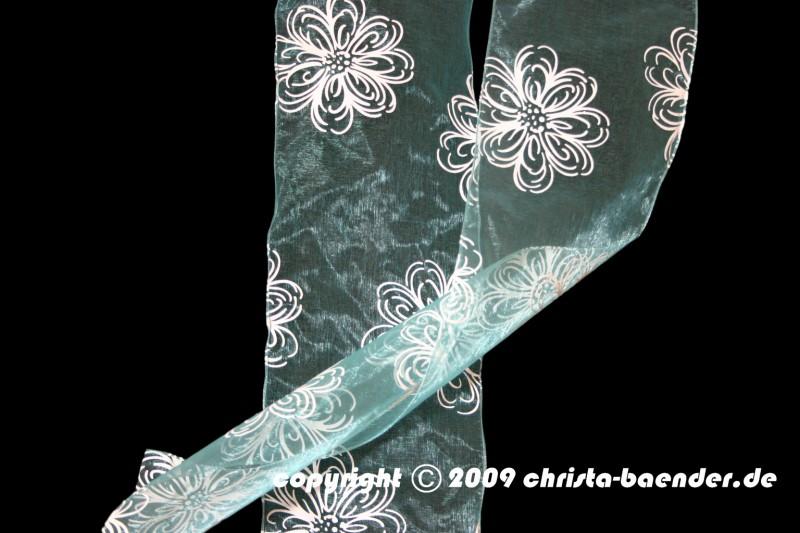 Organzaband Springflowers Türkis mit Draht 150mm