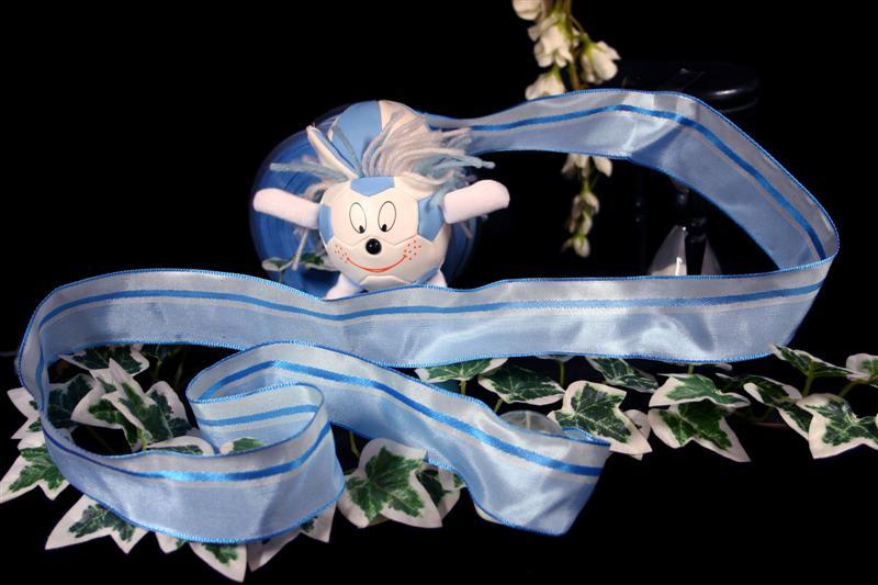 Streifenband Trilogie Hellblau mit Draht 40mm