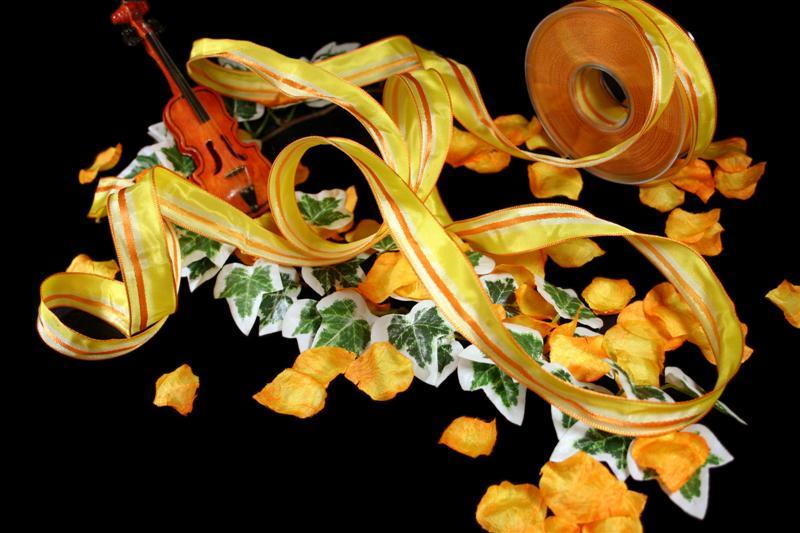 Streifenband Trilogie Gelb mit Draht 25mm