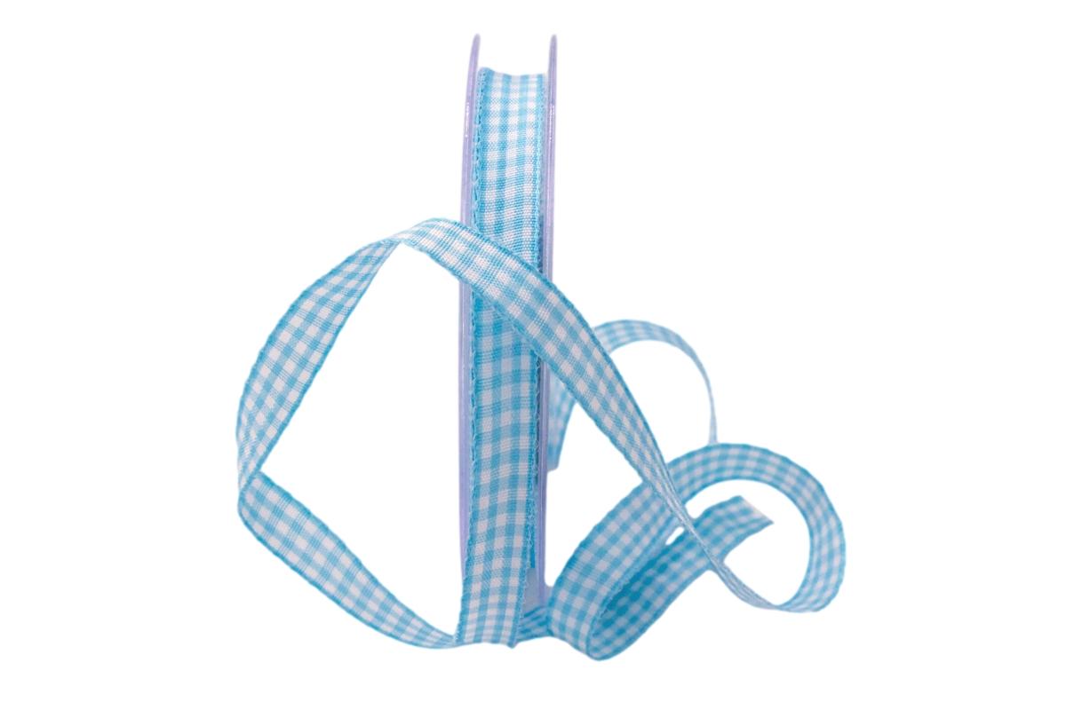 Karoband Landhauskarobändchen hellblau ohne Draht 10mm